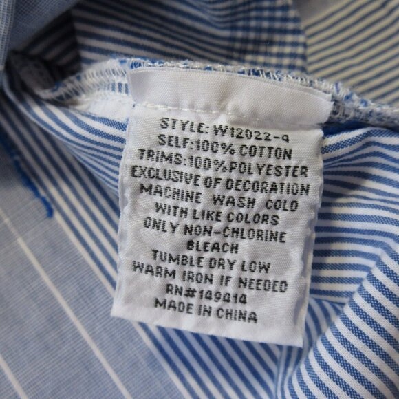 NWT Johnny Was Workshop Zanzibar Shirt in Blue Plaid Embroidered Pearl Snap S - Picture 6 of 8